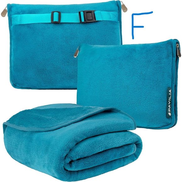 New Travel Blanket and Pillow, Dual Zippers, Clip On Strap, Warm Soft Fl… - Picture 7 of 13